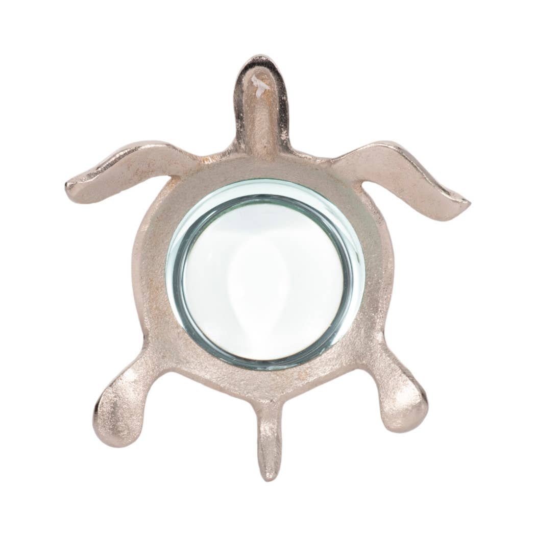 Metal Sea Turtle Magnifying Glass Sculpture