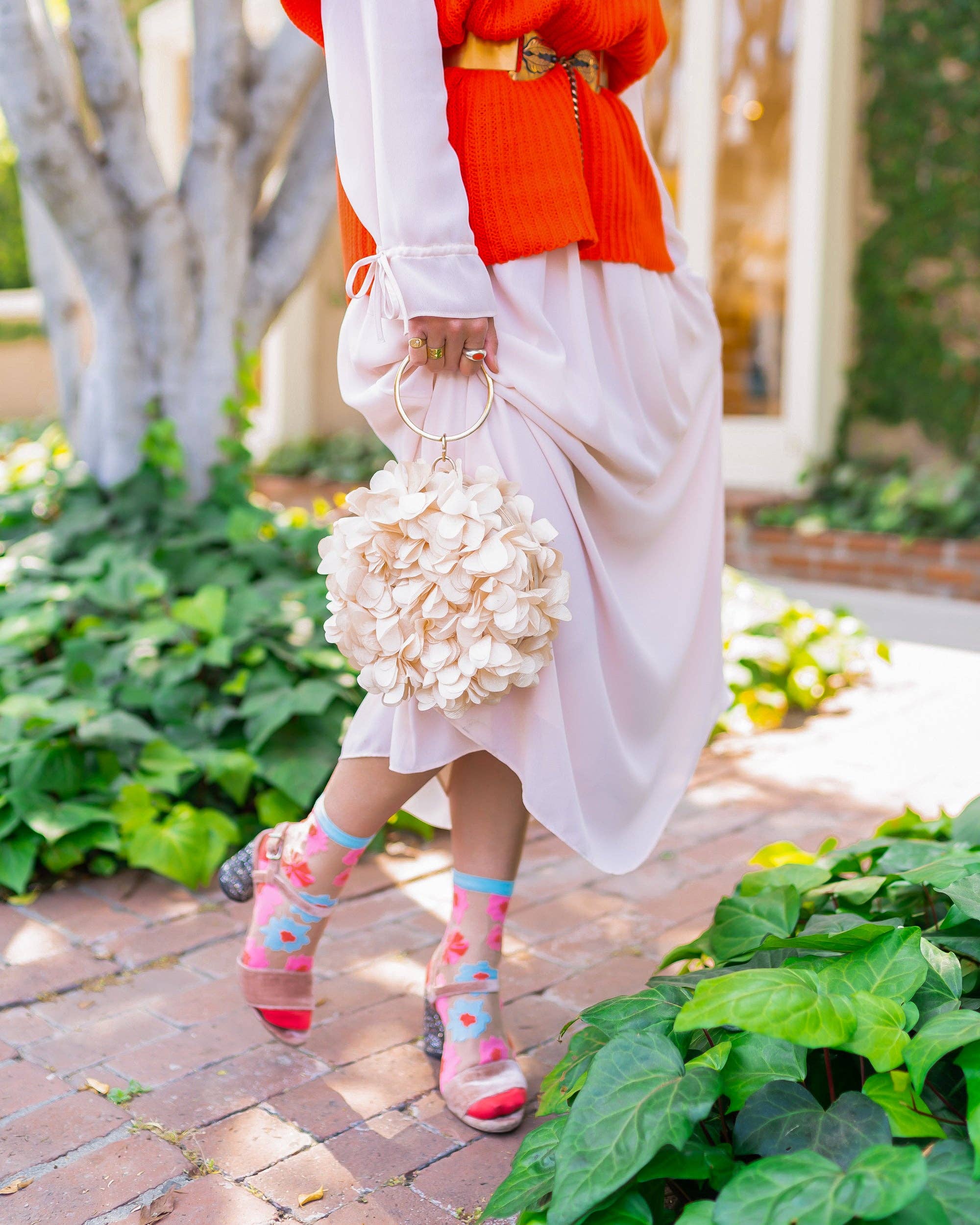 Ribbon Rose Sheer Ankle Socks