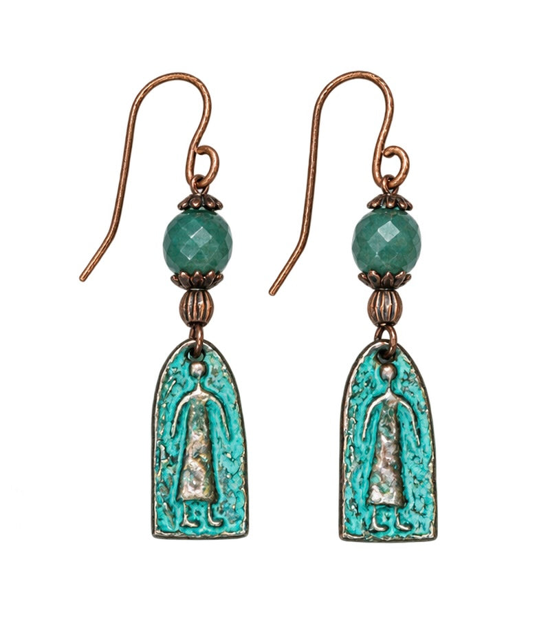 Colleen delaTorre Venturine &amp; Patina Brass Charm Earrings