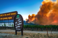Glass Fire seen from a Napa Valley sign.  October, 2020.