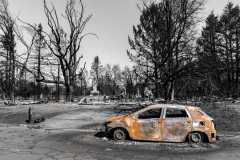 Remains of abandoned vehicle. Wine Country Fires. 2017.